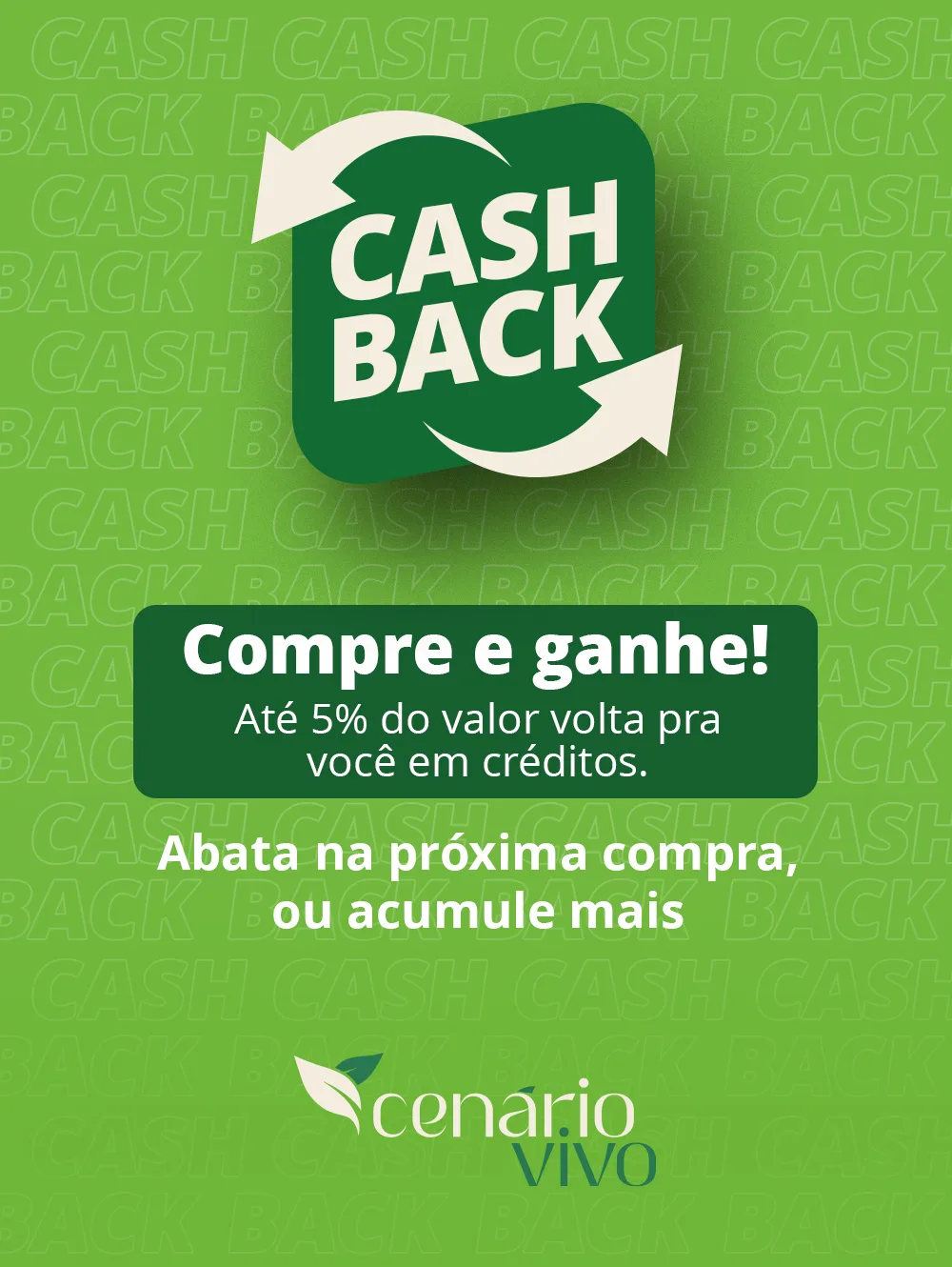 Ganhe cashback em suas compras